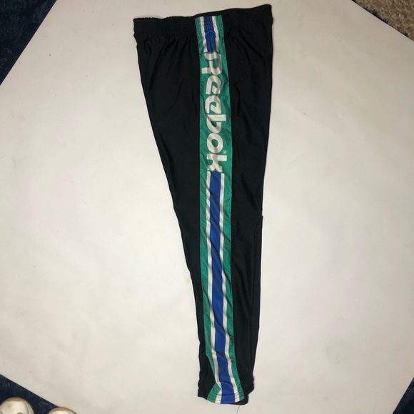 80s vintage Reebok biker pants leggings teal black - Picture 4 of 10